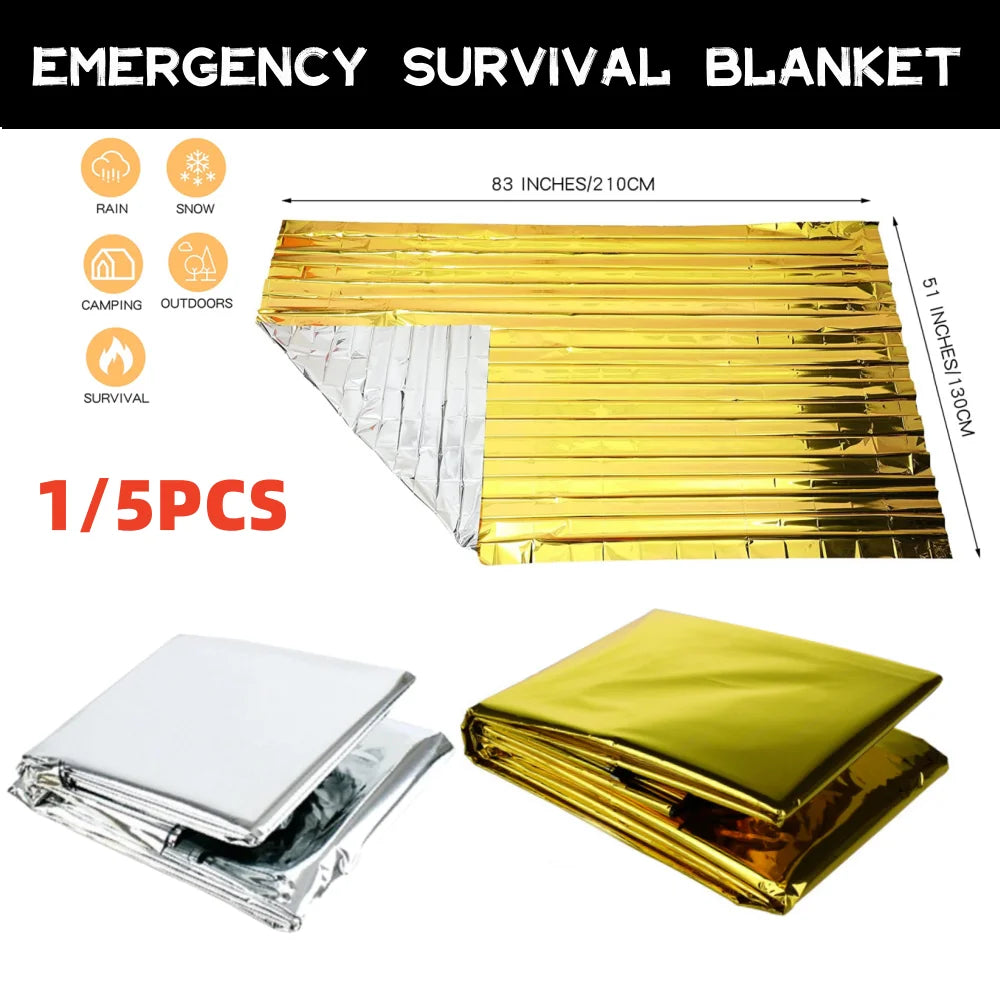 Outdoor Emergency Gold-Silver Survival Blanket – Waterproof Thermal Rescue Blanket 130x210cm